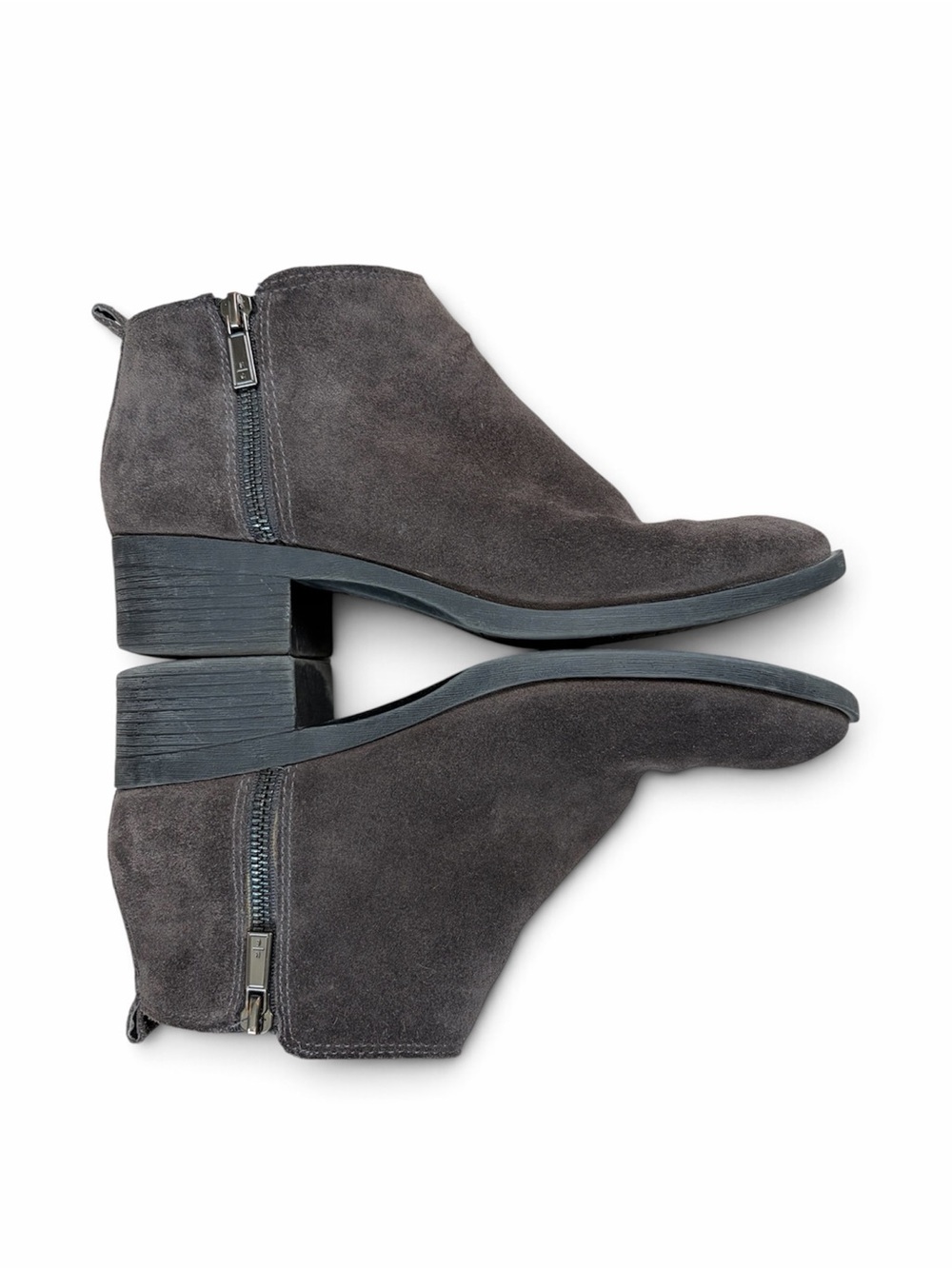 Kenneth Cole Dark Brown Ankle Booties Estimated 8.5 Side Zip Low Block Heel
